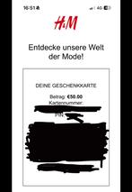 H&M cadeaubon Duitsland - giftcard - 50 euro, Tickets en Kaartjes, Eén persoon, Cadeaubon, Overige typen