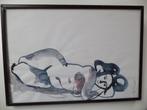 akwarel erotisch liggend naakt gesigneerde watercolors/paper, Antiek en Kunst, Ophalen of Verzenden