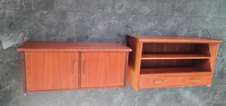 2 retro vintage hang kast / kasten wandsysteem, Huis en Inrichting, Kasten | Ladekasten, Gebruikt, Minder dan 100 cm, 50 tot 100 cm