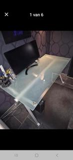 Modern bureau met melkglas blad - 150x75x70 cm, Huis en Inrichting, Bureaus, Ophalen of Verzenden