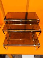 Vintage nesting set bijzettafels rookglas en chrome, Ophalen