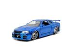 Nissan Skyline R34 GTR modelauto 2 Fast 2 Furious 1:24, Nieuw, Jada, Ophalen of Verzenden, Auto