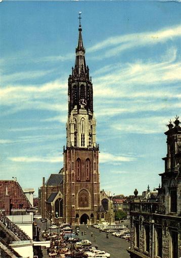 Delft, Markt met Nieuwe Kerk - auto volk terras - 1971 gelop beschikbaar voor biedingen