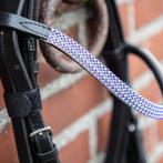 HB Luxe hoofstel met sier frontriem BLAUW - Pony, Ophalen of Verzenden, Nieuw, Dressuur