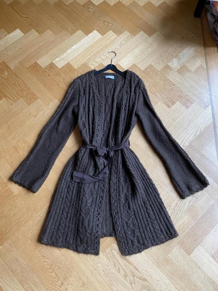Lang dik donkerbruin vest DtLM /Repeat, Kleding | Dames, Truien en Vesten, Gedragen, Maat 36 (S), Bruin, Ophalen of Verzenden