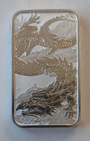 1 ounce zilveren Rectangular Dragon  beschikbaar voor biedingen