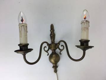 Klassieke messing wandlamp met kaarslampjes beschikbaar voor biedingen