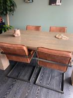 4 prachtige (mat) leren industriële eetkamerstoelen.izgs, Huis en Inrichting, Stoelen, Ophalen, Modern,industrieel, Bruin, Leer