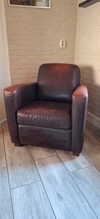 Mooi bruin leren fauteuil., Ophalen, Gebruikt, 75 tot 100 cm