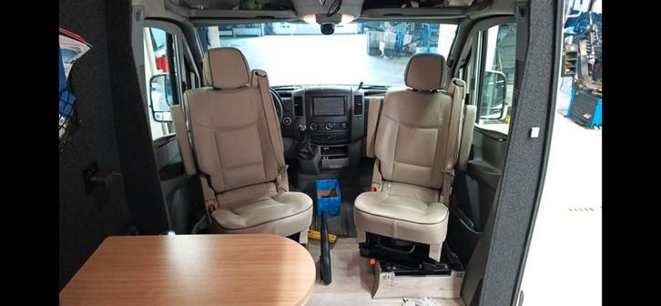 9 Beige leren stoelen 3pgordel isofix oldtimer zelfbouw bus, Auto-onderdelen, Interieur en Bekleding, Ophalen of Verzenden