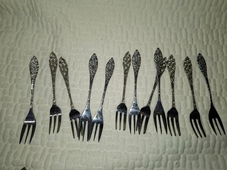 Vintage Gebaksvorkjes - Set van 12, Antiek en Kunst, Antiek | Bestek, Ophalen of Verzenden