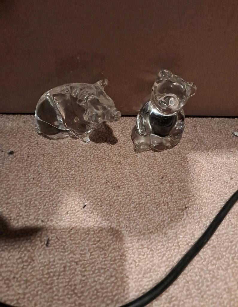 Glazen beeldjes: beer en varken merk princess pets, Antiek en Kunst, Ophalen of Verzenden