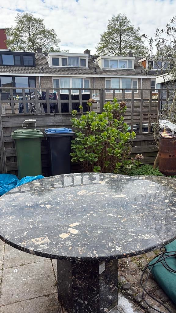 Marmeren eettafel, Huis en Inrichting, Tafels | Eettafels, Ophalen, Overige materialen, Gebruikt, Rond