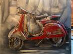 3D Metalen Scooter Schilderij 100x100cm, Ophalen of Verzenden, Nieuw, Schilder- en Tekenkunst