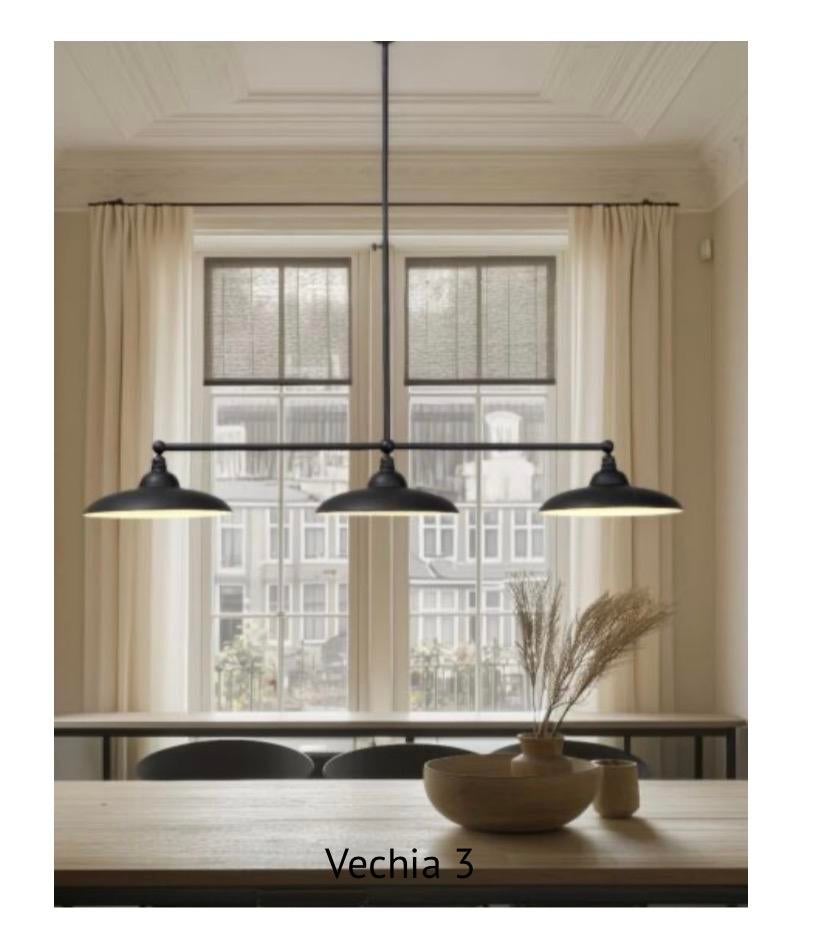 Prachtige Frezoli hanglamp - Loodkleurig  met 3 kappen, Ophalen, Gebruikt, Metaal, 75 cm of meer