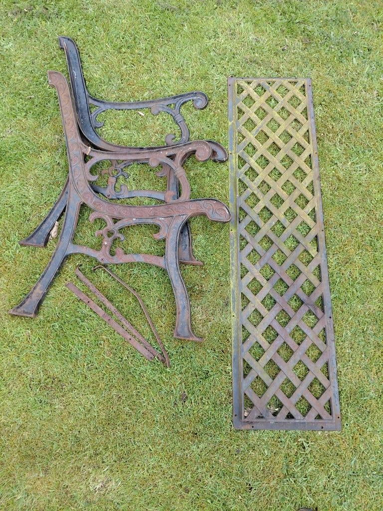 Tuinbank gietijzer tuin decoratie, Tuin en Terras, Ophalen, Gebruikt, Metaal
