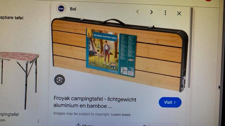 GEZOCHT! Froyak kampeer tafel, Caravans en Kamperen, Kampeermeubelen, Zo goed als nieuw, Ophalen of Verzenden