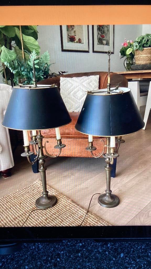 Twee candelabra lampen in Bouillotte-stijl., Ophalen, Gebruikt, Klassiek, 75 cm of meer