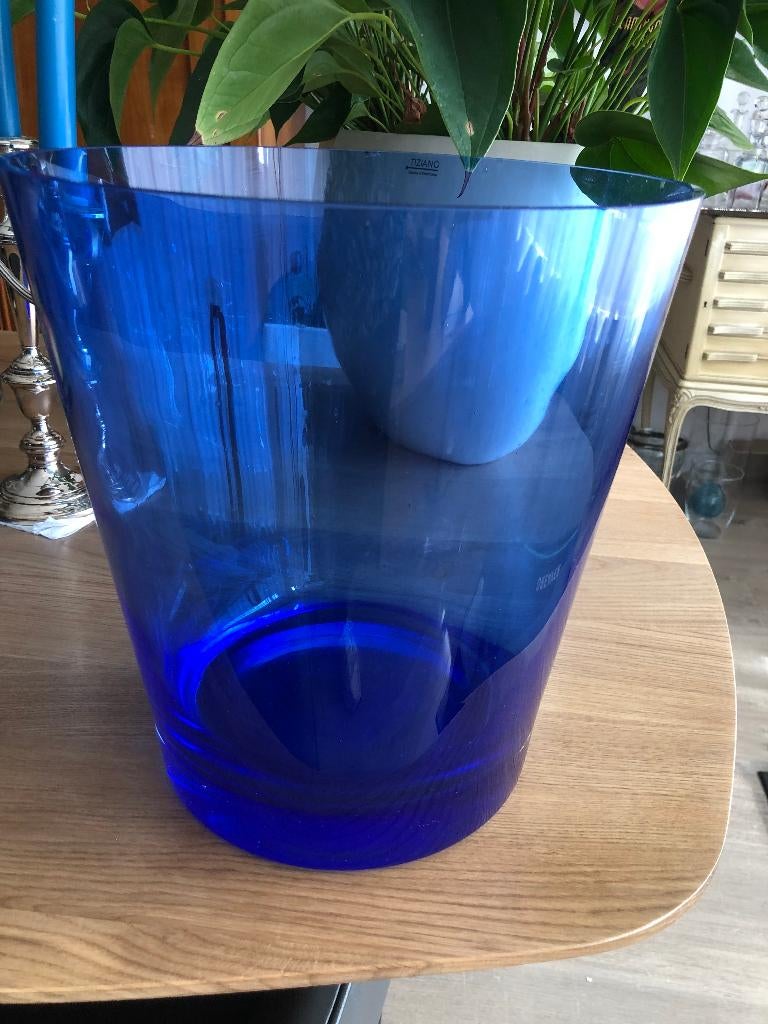 VAAS GROOT KL  BLAUW, Blauw, Ophalen of Verzenden, Minder dan 50 cm, Glas