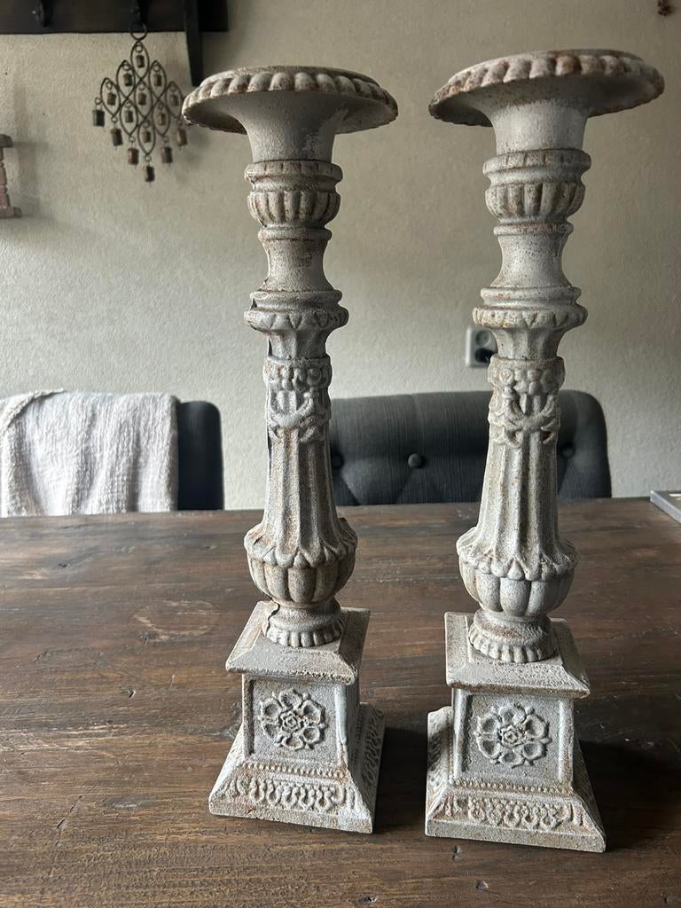 2 kaarsenhouders gietijzer, Ophalen of Verzenden