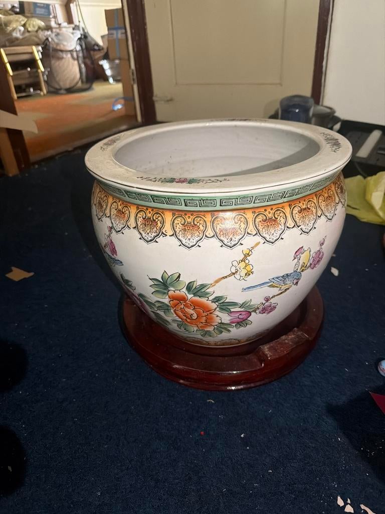 Decoratieve Chinese vissenkom met bloemen en vogels, Ophalen of Verzenden