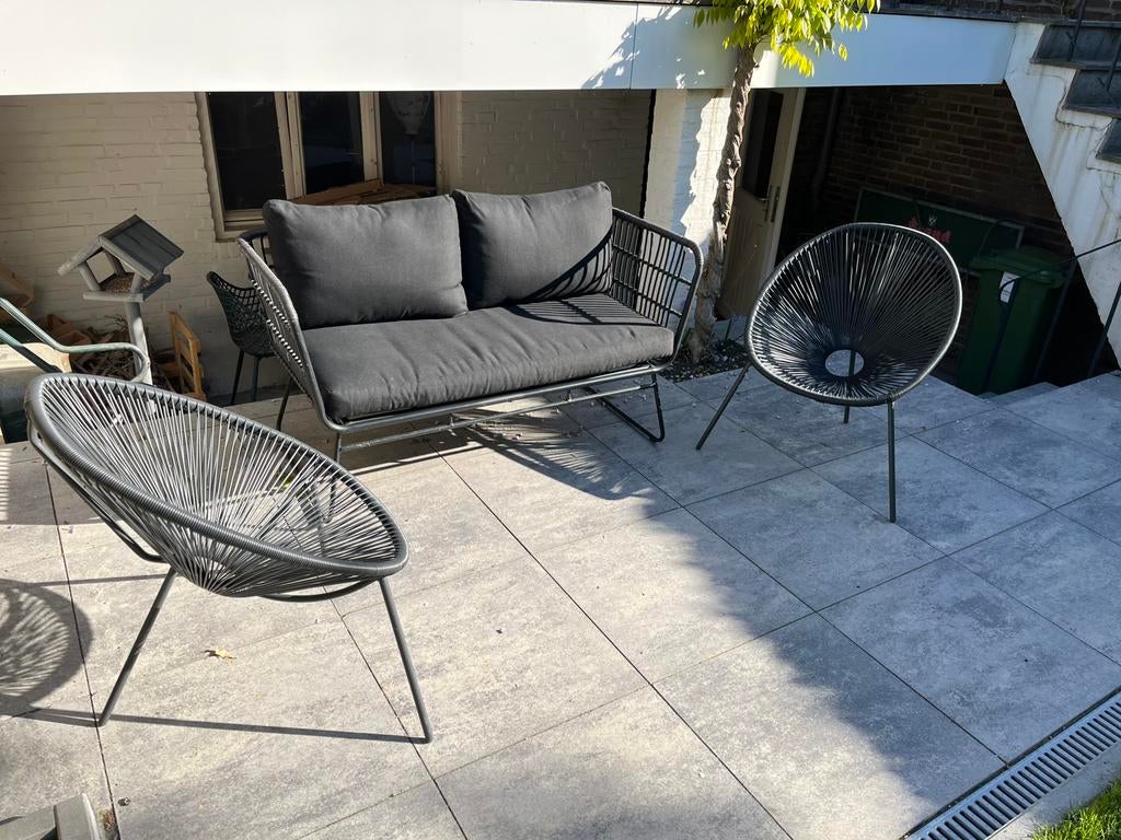 Hippe zwarte tuinset, Ophalen, Zo goed als nieuw, Kunststof