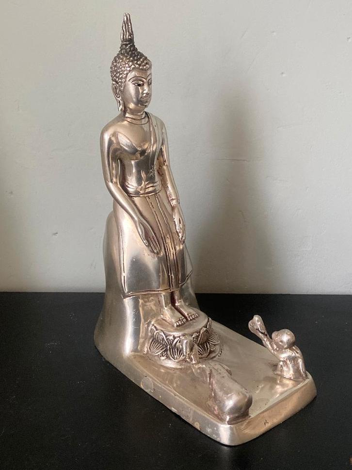 Boeddha beeld verzilverd brons olifant & aap, Huis en Inrichting, Woonaccessoires | Boeddhabeelden, Zo goed als nieuw, Ophalen of Verzenden