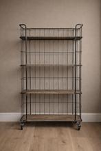 Industriële bakkerskast/open kast op wielen-hout & metaal, Ophalen, Zo goed als nieuw