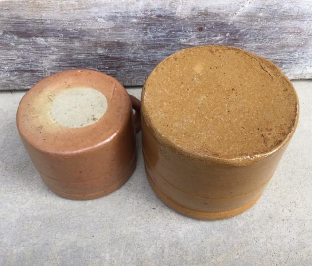 Set antieke grès potten bruin / mosterd kleurig, Antiek en Kunst, Ophalen of Verzenden