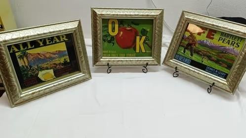 3 Amerikaanse krat labels - Appels, Citroenen en Peren, Minder dan 50 cm, Gebruikt, Ophalen of Verzenden, Print