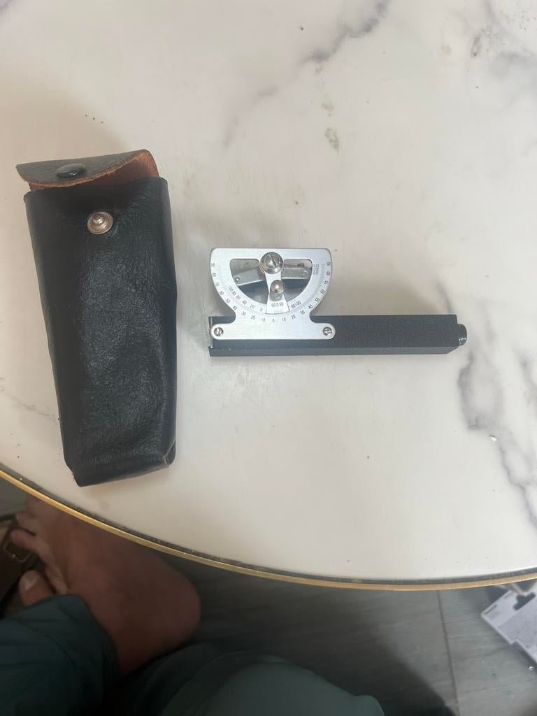 Vintage Abney Level Clinometer met Leren Etui, Ophalen of Verzenden