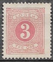 ZWEDEN 3 Ø Portzegel 1877/91, Postzegels en Munten, Postzegels | Europa | Scandinavië, Verzenden, Zweden, Gestempeld