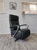 Hukla zwart leren design relax fauteuil handmatig, Ophalen of Verzenden, Leer, Nvt, 50 tot 75 cm