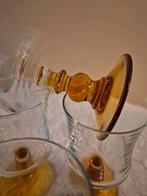 4 Vintage Luminarc wijnglazen op amberkleurige voet, Ophalen of Verzenden, Zo goed als nieuw, Overige typen