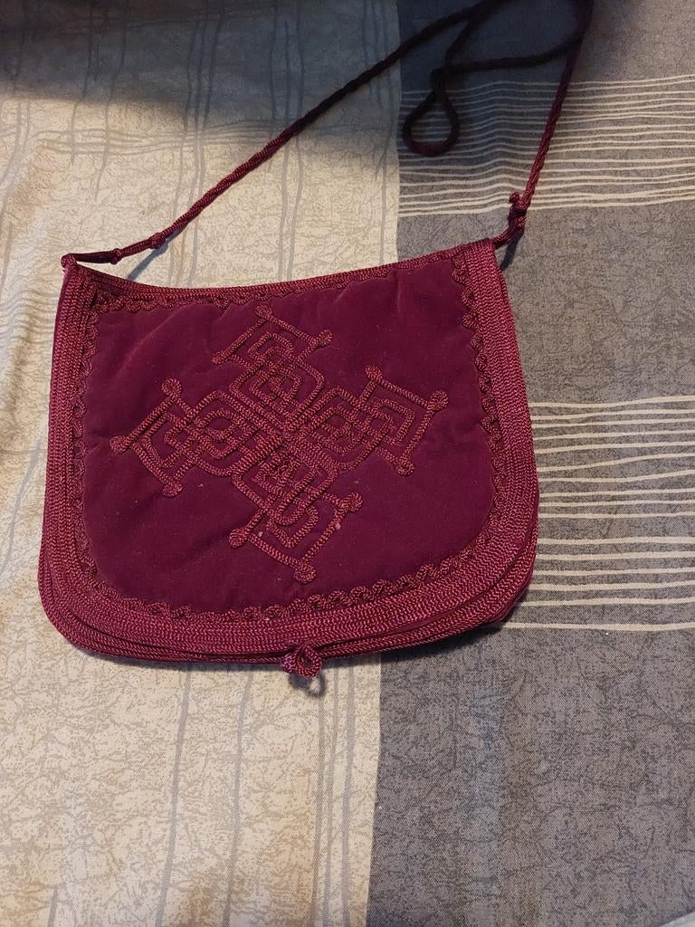 Fluwelen rode handtas, Ophalen of Verzenden, Zo goed als nieuw, Rood