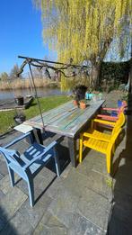 Eikenhouten tuintafel 200 cm lang, Ophalen, Gebruikt, 6 zitplaatsen, Tuinset