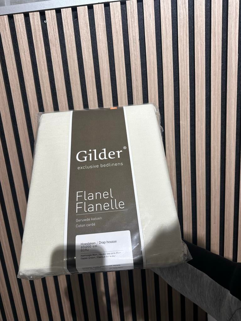 Gilder flanellen hoeslaken 80x200 ecru, Eenpersoons, Nieuw, Ophalen of Verzenden, Hoeslaken of Sloop