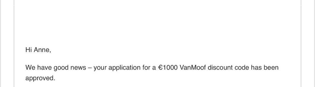 VanMoof kortingscode / voucher 1000 euro (S6), Ophalen of Verzenden, Nieuw, Vanmoof