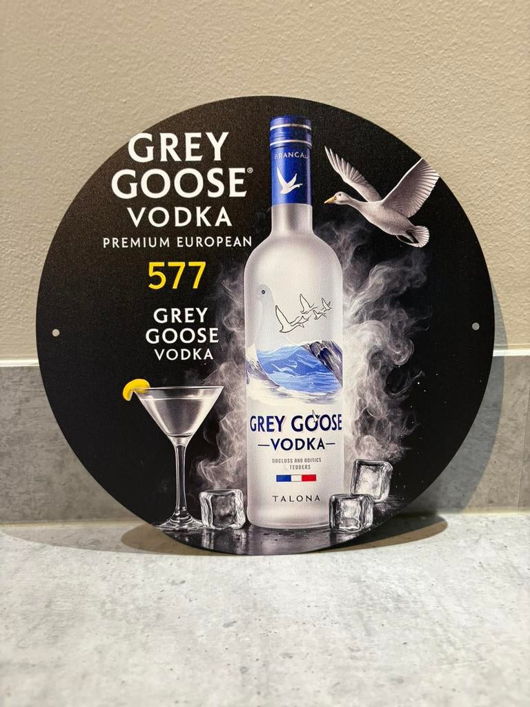 Mancave Bar Café Wanddecoratie metalen bordje Grey Goose, Verzamelen, Ophalen of Verzenden, Zo goed als nieuw, Reclamebord