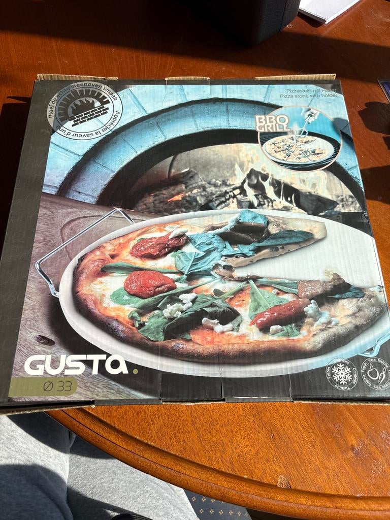 Pizzabaksteen met houder - Perfect voor BBQ en oven, Tuin en Terras, Houtskoolbarbecues, Ophalen, Nieuw, Met accessoires
