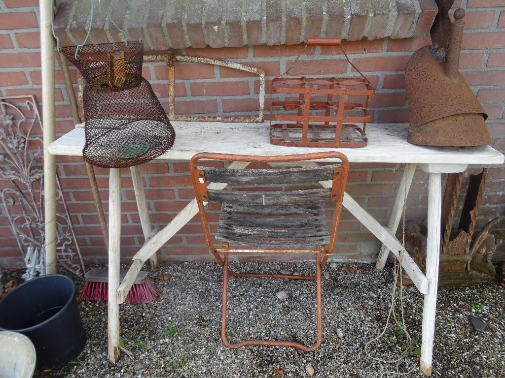 Franse antieke houten wastafel / was tafel, Ophalen