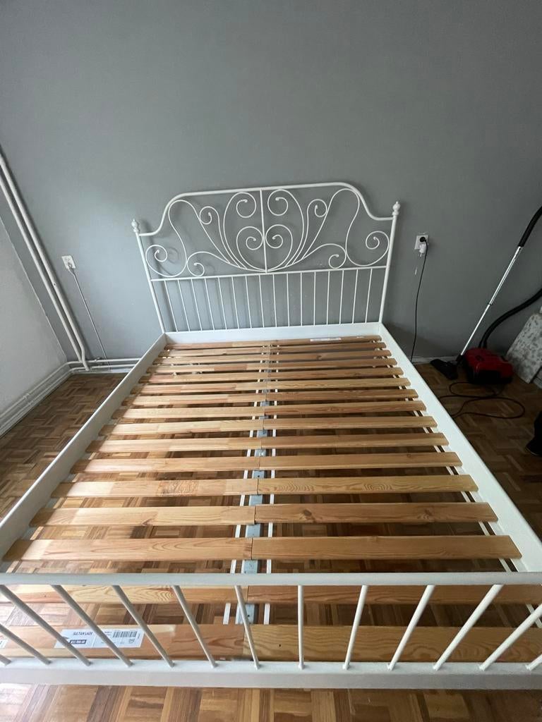 Tweepersoonsbed 180 cm breed met lattenbodem, Ophalen, Gebruikt, Wit, Tweepersoons