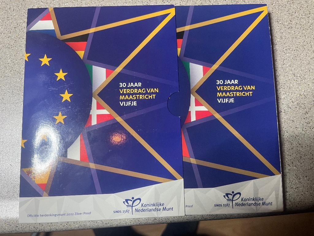 30 jaar Verdrag Van Maastricht ZILVER PROOF Herdenkings Munt, Postzegels en Munten, Munten | Nederland, Setje, Koningin Beatrix