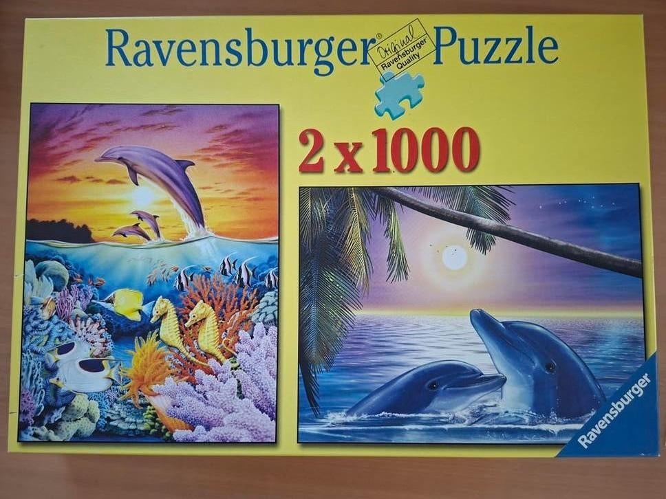 Ravensburger puzzel dolfijn 2 x 1000st, Ophalen of Verzenden, 500 t/m 1500 stukjes, Zo goed als nieuw