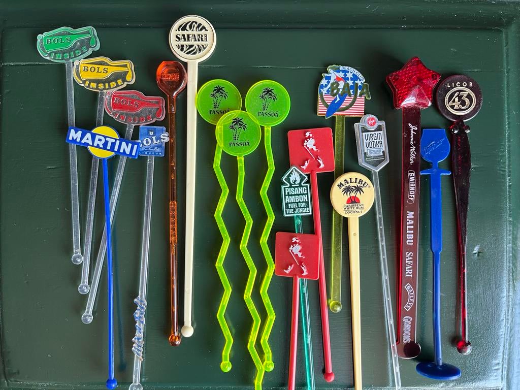 Vintage Cocktail Roerstaafjes Jaren '90 - Diverse Merken, Ophalen, Gebruikt
