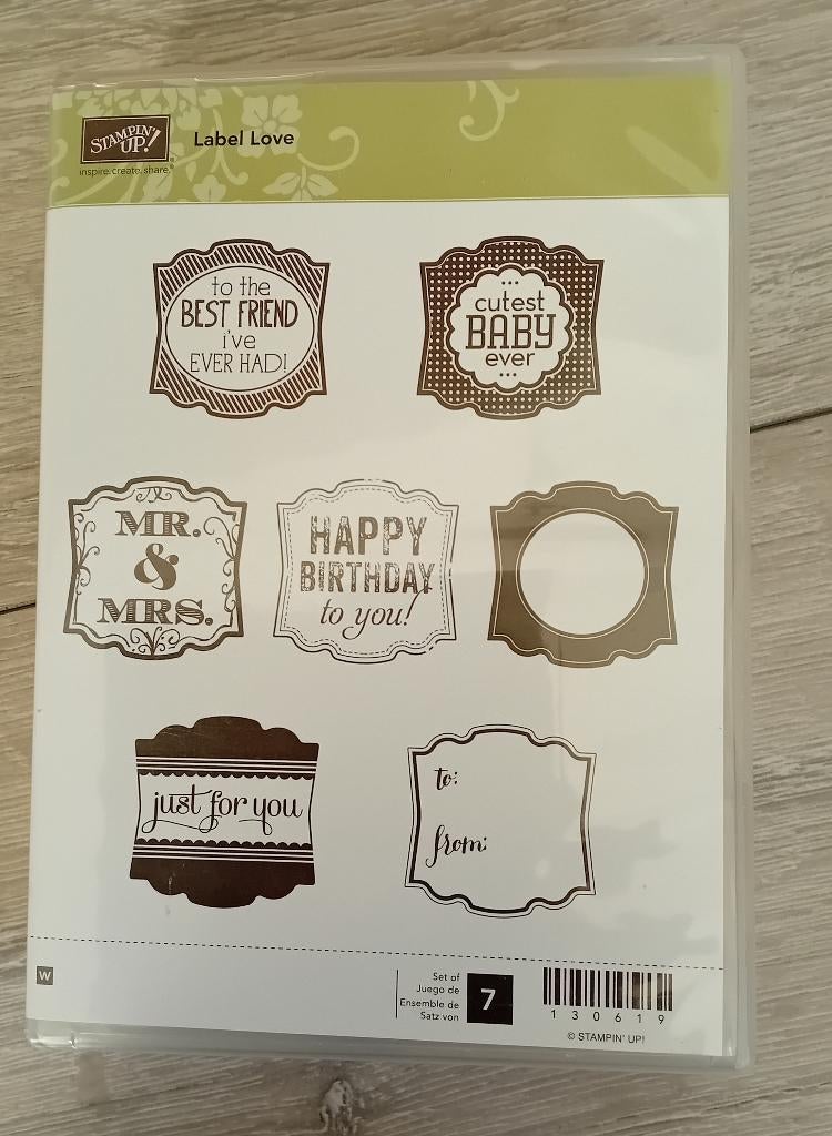 Stampin’up stempelset Label love, Ophalen of Verzenden, Zo goed als nieuw, Houten stempel