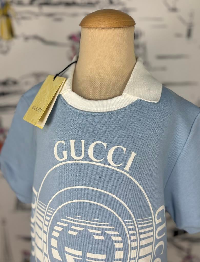 Gucci babyblauwe logo zomer jurk maat 4 NIEUW, Kinderen en Baby's, Customercare@gucci.com, Jurk of Rok, Gucci, Verzenden