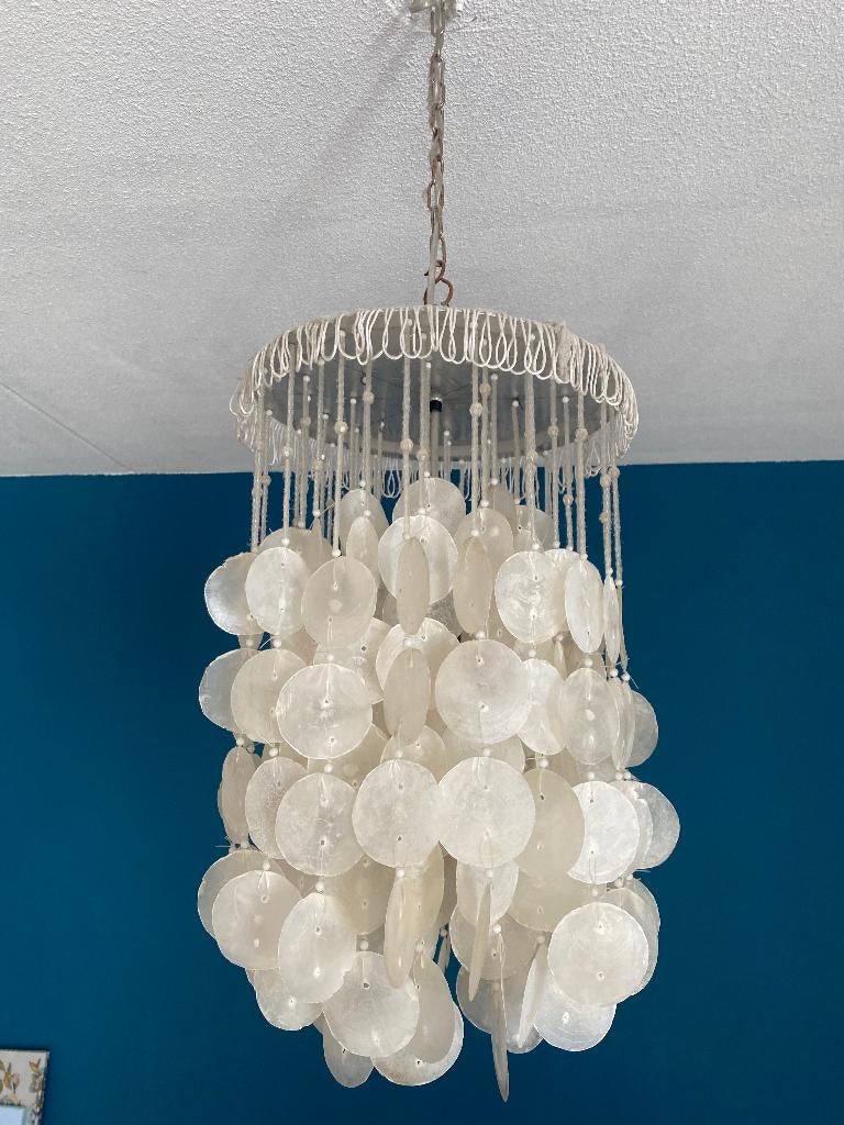 Capiz schelpen hanglamp Bali style *sale* €25!, Huis en Inrichting, Lampen | Hanglampen, Ophalen, Overige materialen, Gebruikt