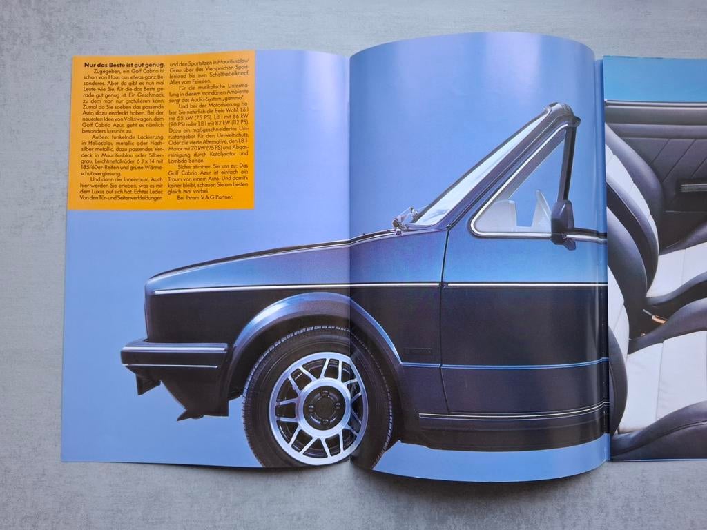 Volkswagen Golf Cabrio Azur folder, Ophalen of Verzenden, Zo goed als nieuw, Volkswagen
