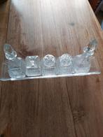 Mooi oud kristallen olie- en azijnstel op dienblad, Antiek en Kunst, Ophalen